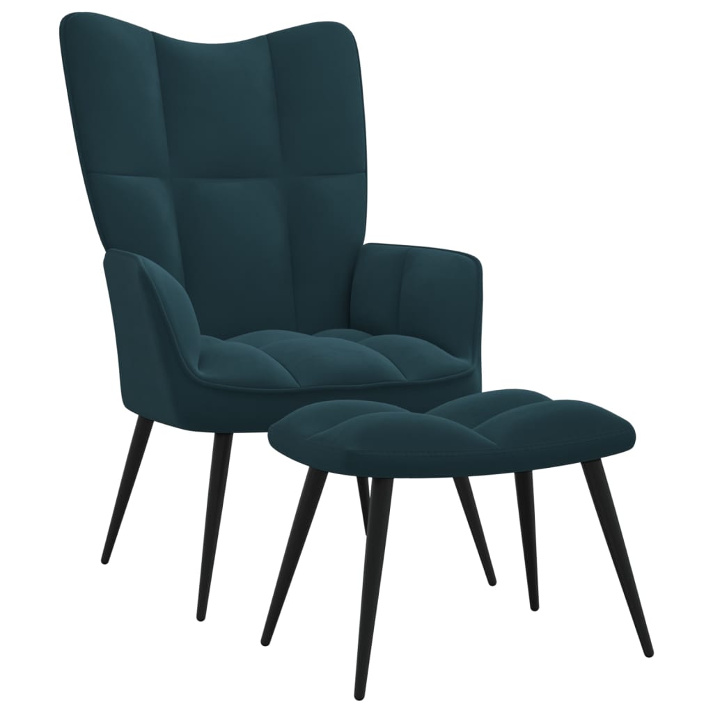 vidaXL Relaxsessel mit Hocker Blau Samt