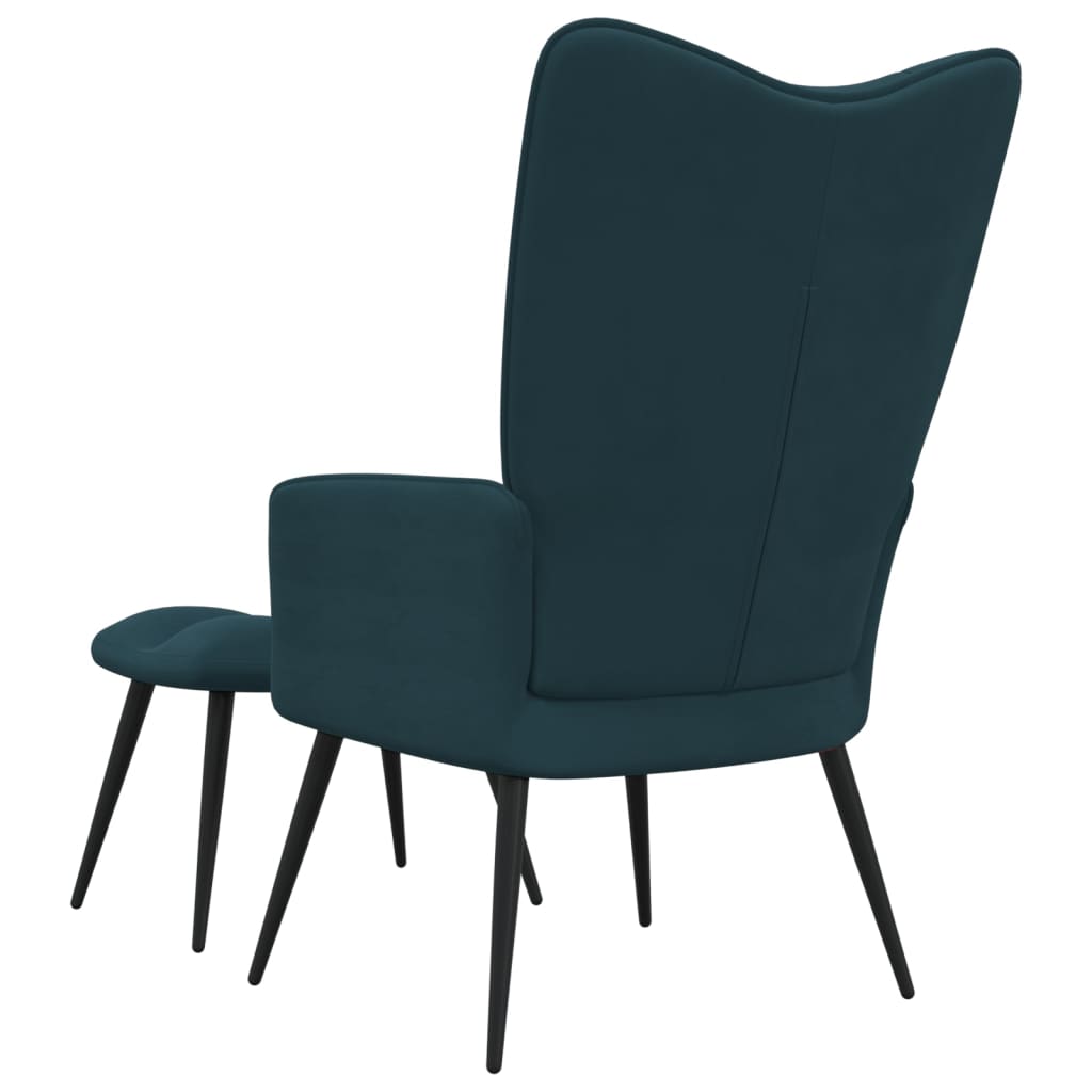 vidaXL Relaxsessel mit Hocker Blau Samt