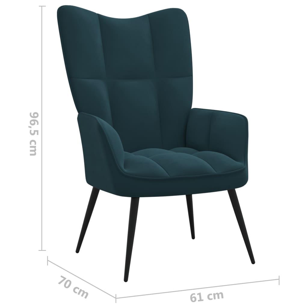 vidaXL Relaxsessel mit Hocker Blau Samt