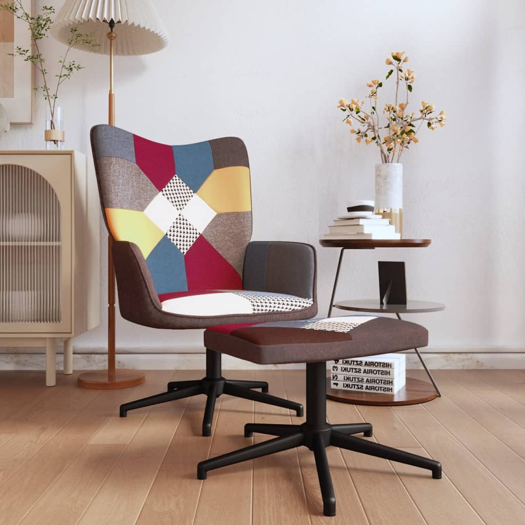 vidaXL Relaxsessel mit Hocker Patchwork Stoff