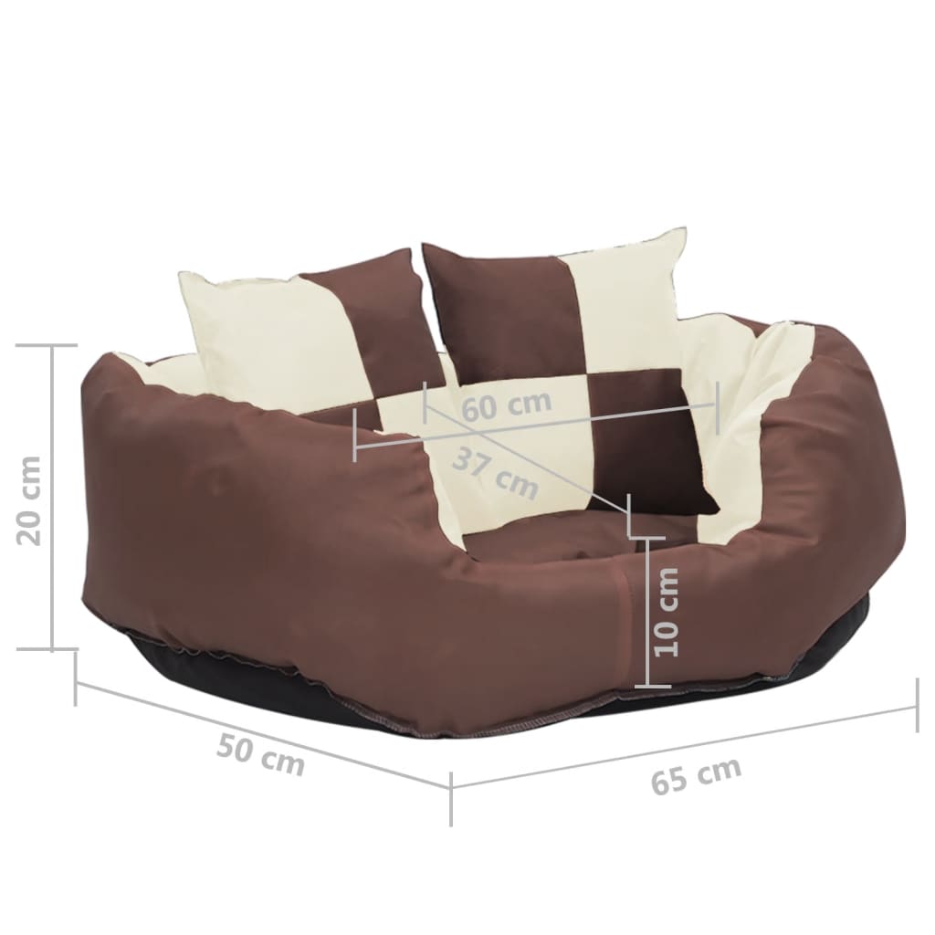 Hundekissen Wendbar und Waschbar Braun und Creme 65x50x20 cm