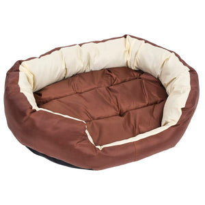 vidaXL Hundekissen Wendbar und Waschbar Braun und Creme 85x70x20 cm