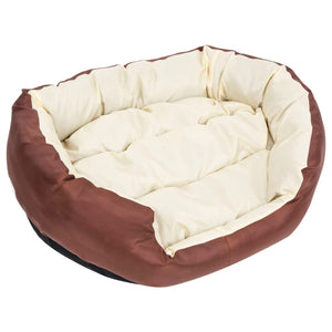 vidaXL Hundekissen Wendbar und Waschbar Braun und Creme 85x70x20 cm