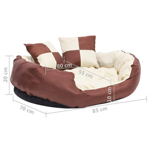 vidaXL Hundekissen Wendbar und Waschbar Braun und Creme 85x70x20 cm