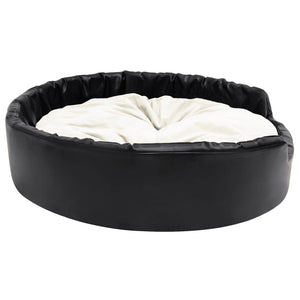 Hundebett Schwarz-Beige 99x89x21 cm Plüsch und Kunstleder