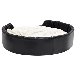 Hundebett Schwarz-Beige 99x89x21 cm Plüsch und Kunstleder