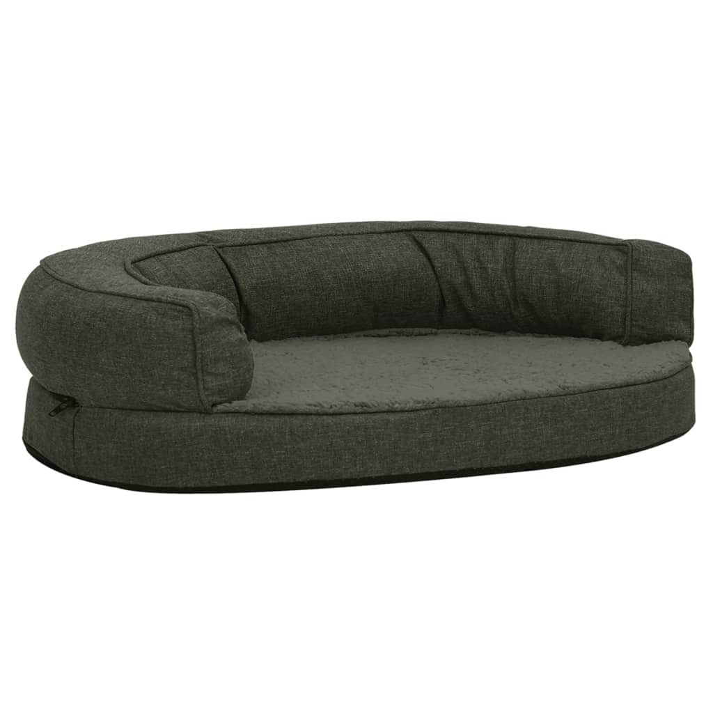 Hundematratze Ergonomisch 75x53cm Leinenoptik Fleece Dunkelgrau