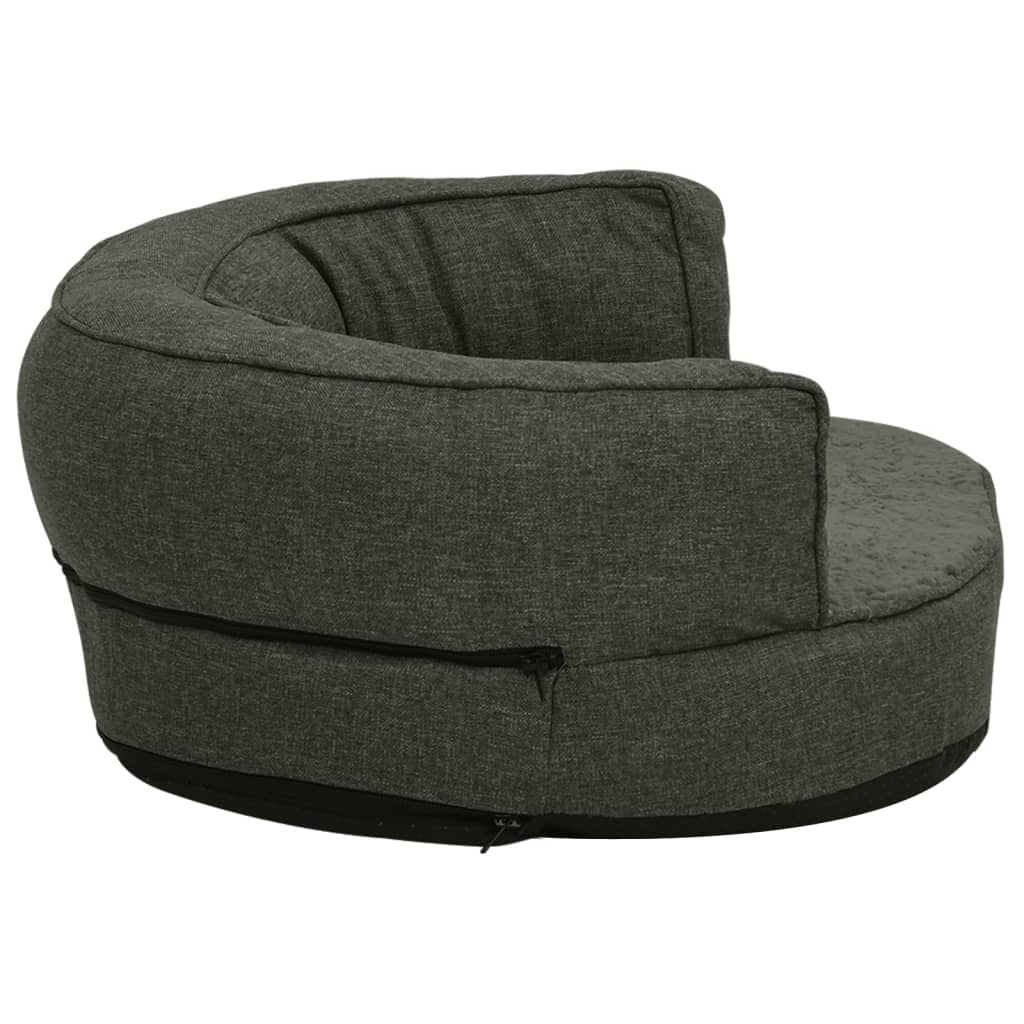 Hundematratze Ergonomisch 75x53cm Leinenoptik Fleece Dunkelgrau