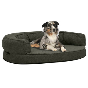 Hundematratze Ergonomisch 75x53cm Leinenoptik Fleece Dunkelgrau