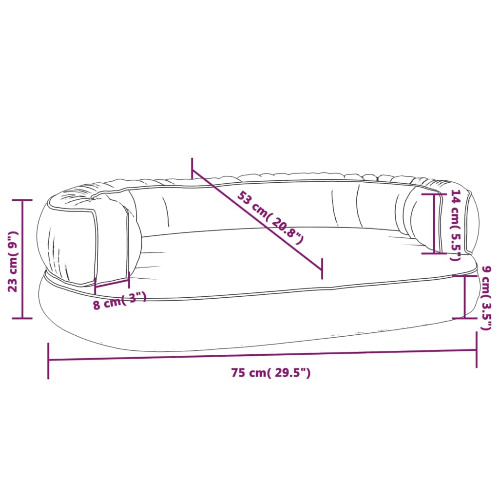 Hundebett Ergonomisch Schaumstoff Dunkelblau 75x53cm Kunstleder