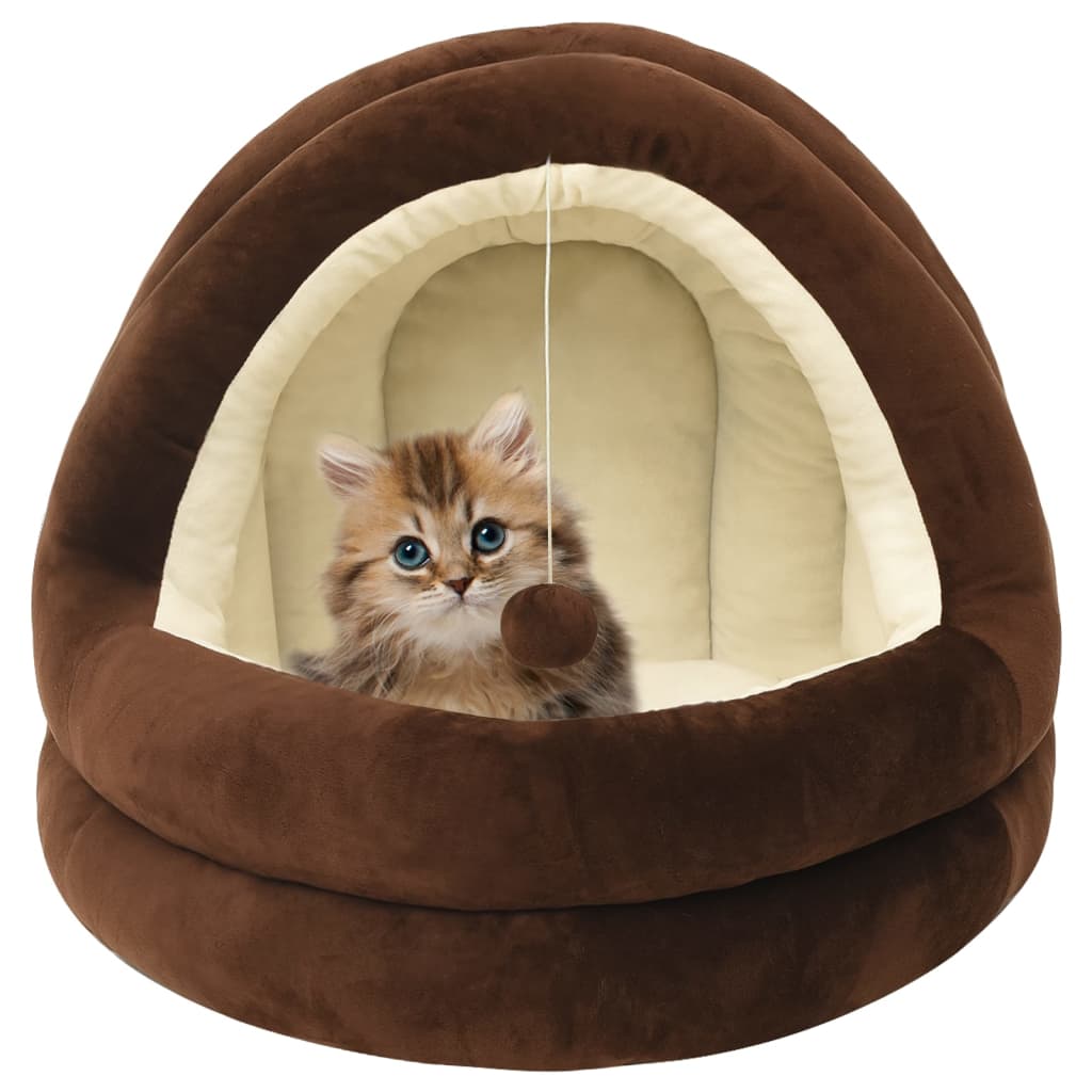 Katzenbett 50x50x45 cm Braun und Creme Stilecasa