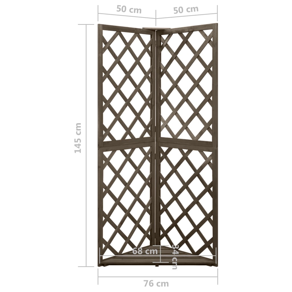 Eckspalier Grau 50x50x145 cm Massivholz Tanne