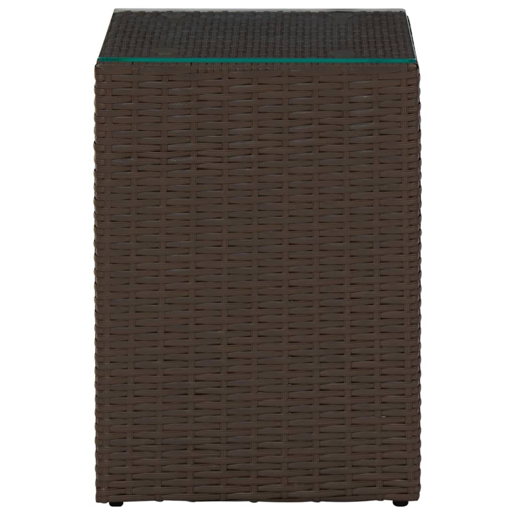 vidaXL Beistelltische 3 Stk. mit Glasplatten Braun Poly Rattan