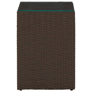 vidaXL Beistelltische 3 Stk. mit Glasplatten Braun Poly Rattan