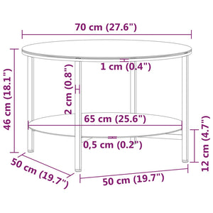 vidaXL Beistelltisch Schwarz und Transparent 70 cm Hartglas