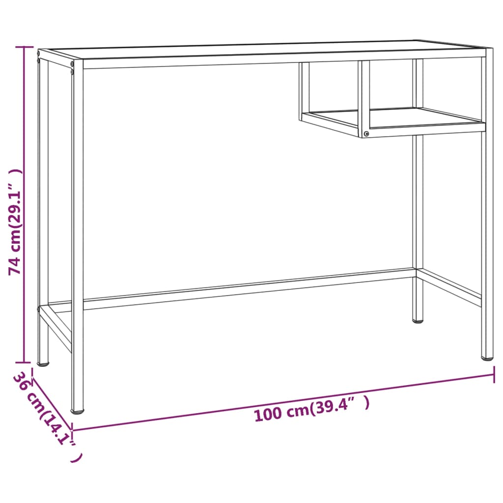 Computertisch Transparent 100x36x74 cm Hartglas Stilecasa