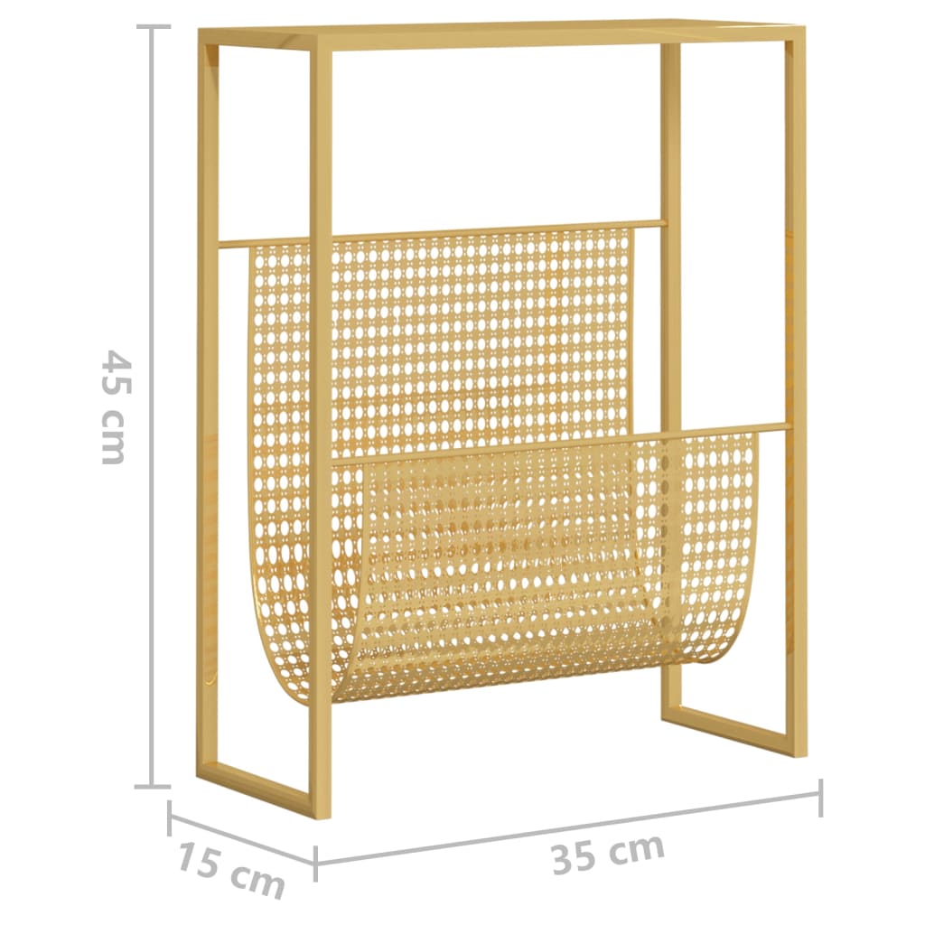 vidaXL Zeitschriftenständer Golden 35x15x45 cm Stahl