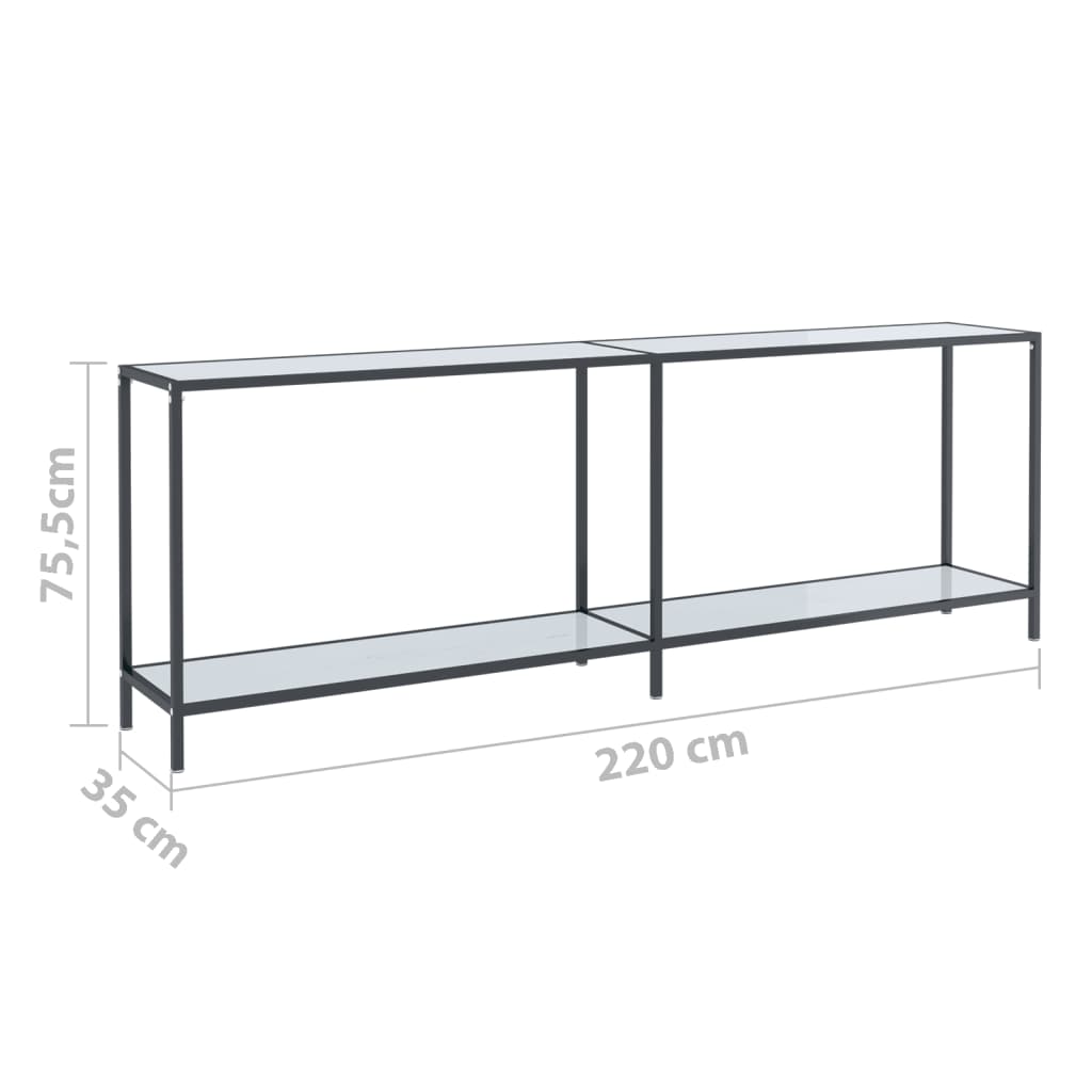 vidaXL Konsolentisch Weiß 220x35x75,5 cm Hartglas