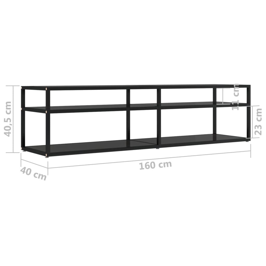 vidaXL TV-Schrank Schwarz 160x40x40,5 cm Hartglas