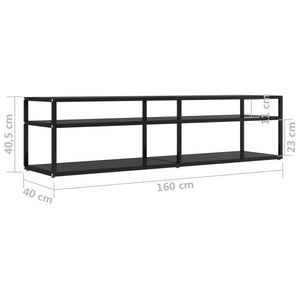 vidaXL TV-Schrank Schwarz 160x40x40,5 cm Hartglas