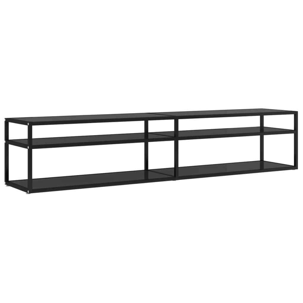 vidaXL TV-Schrank Schwarz 200x40x40,5 cm Hartglas