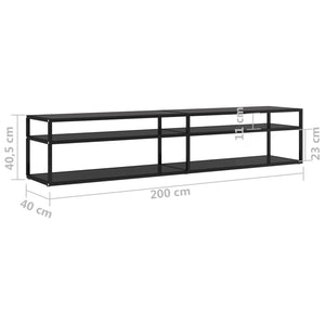 vidaXL TV-Schrank Schwarz 200x40x40,5 cm Hartglas