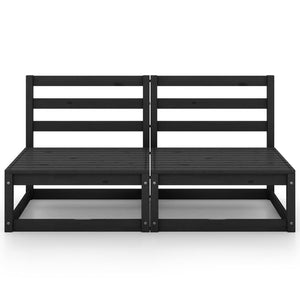 vidaXL Gartensofa 2-Sitzer Schwarz Massivholz Kiefer