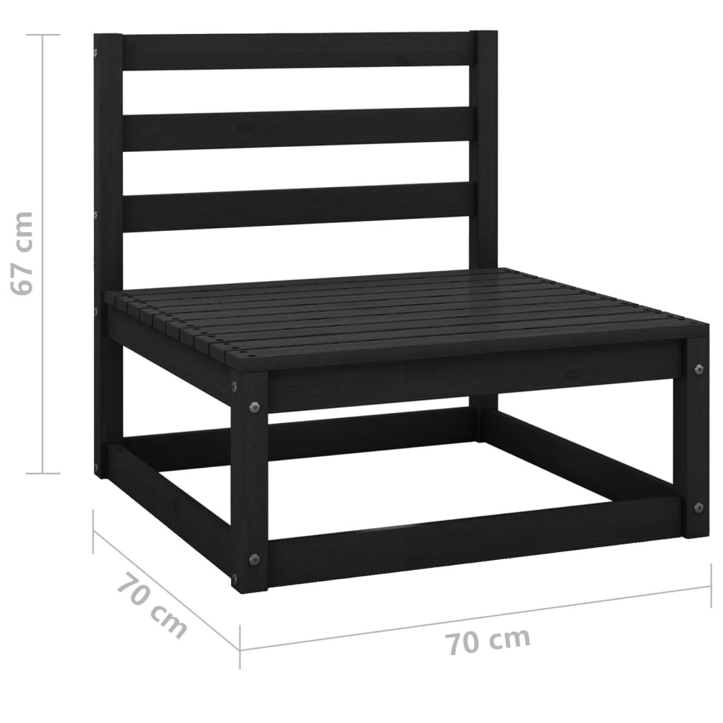 vidaXL Gartensofa 2-Sitzer Schwarz Massivholz Kiefer