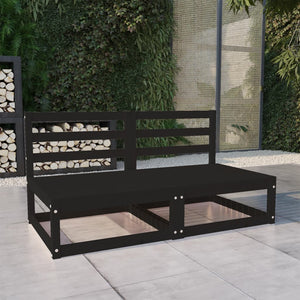 vidaXL Gartensofa 2-Sitzer Schwarz Massivholz Kiefer