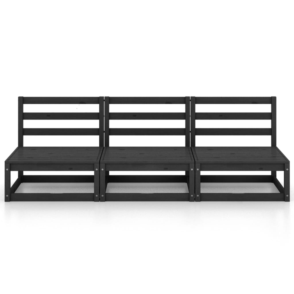 vidaXL Outdoor-Sofa 3-Sitzer Schwarz Massivholz Kiefer