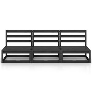 vidaXL Outdoor-Sofa 3-Sitzer Schwarz Massivholz Kiefer