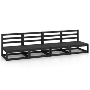 vidaXL Outdoor-Sofa 4-Sitzer Schwarz Massivholz Kiefer