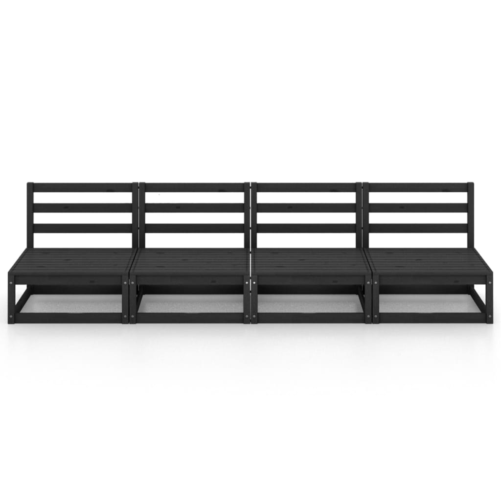 vidaXL Outdoor-Sofa 4-Sitzer Schwarz Massivholz Kiefer