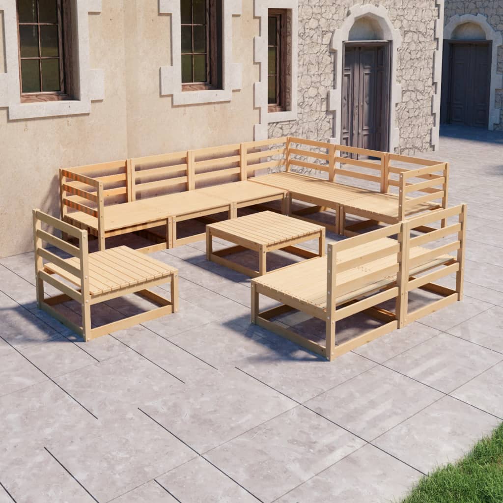 10-tlg. Garten-Lounge-Set Massivholz Kiefer