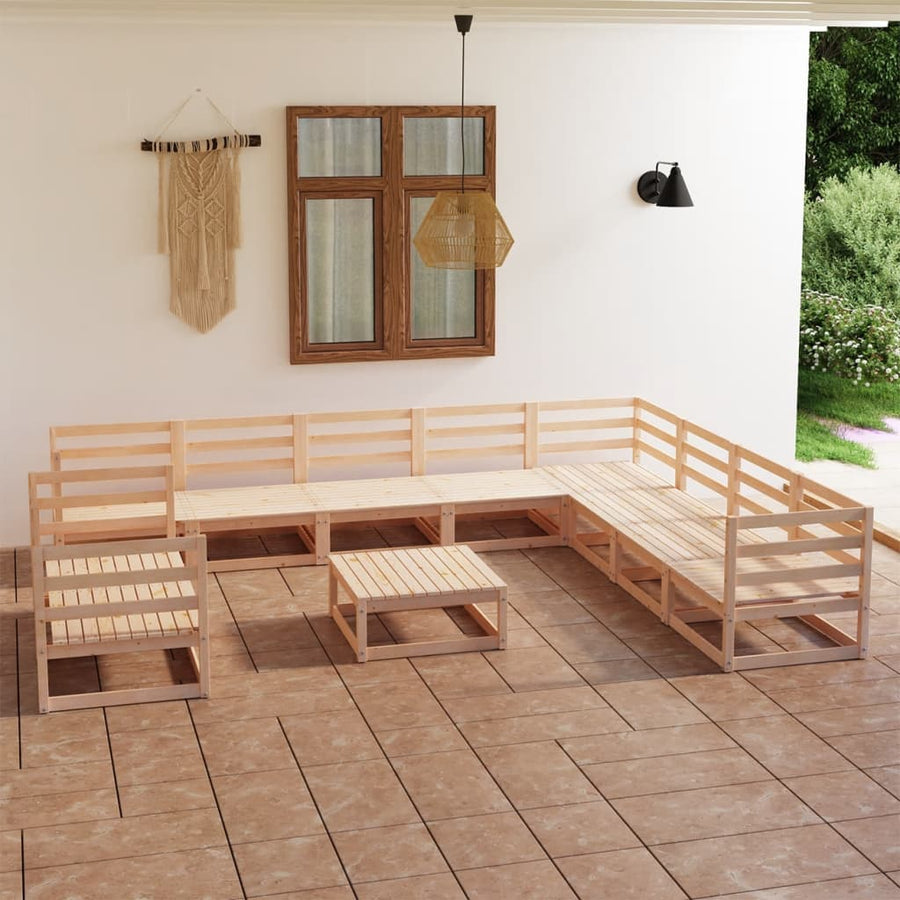 11-tlg. Garten-Lounge-Set Massivholz Kiefer Stilecasa