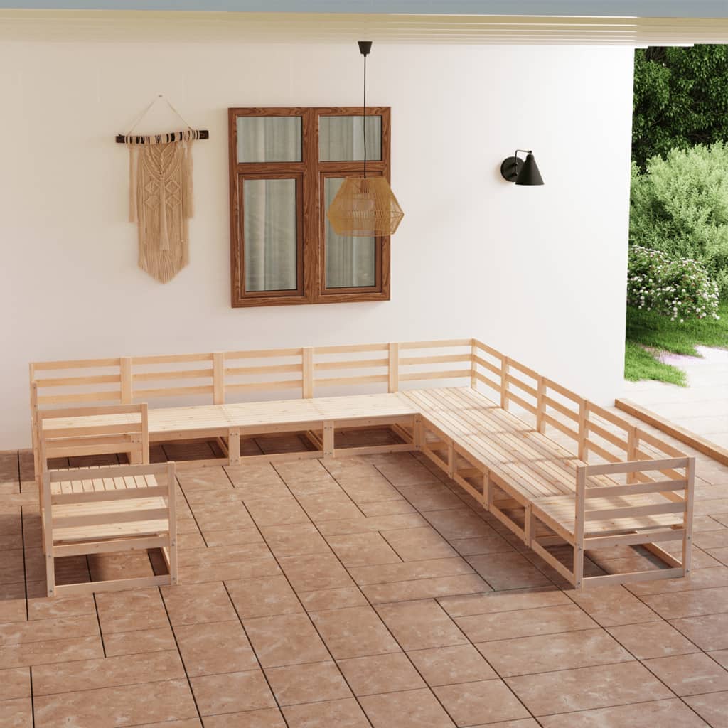 vidaXL 11-tlg. Garten-Lounge-Set Massivholz Kiefer