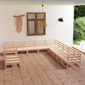 vidaXL 11-tlg. Garten-Lounge-Set Massivholz Kiefer