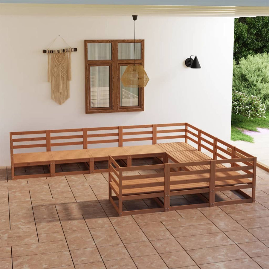 10-tlg. Garten-Lounge-Set Massivholz Kiefer Stilecasa