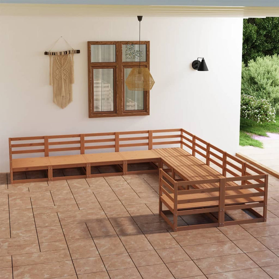 10-tlg. Garten-Lounge-Set Massivholz Kiefer Stilecasa