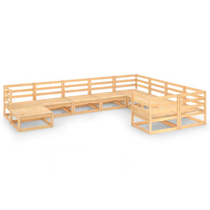 10-tlg. Garten-Lounge-Set Massivholz Kiefer