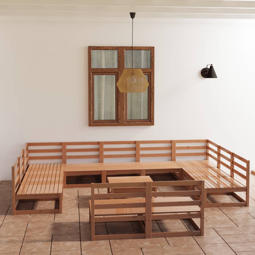 vidaXL 12-tlg. Garten-Lounge-Set Massivholz Kiefer