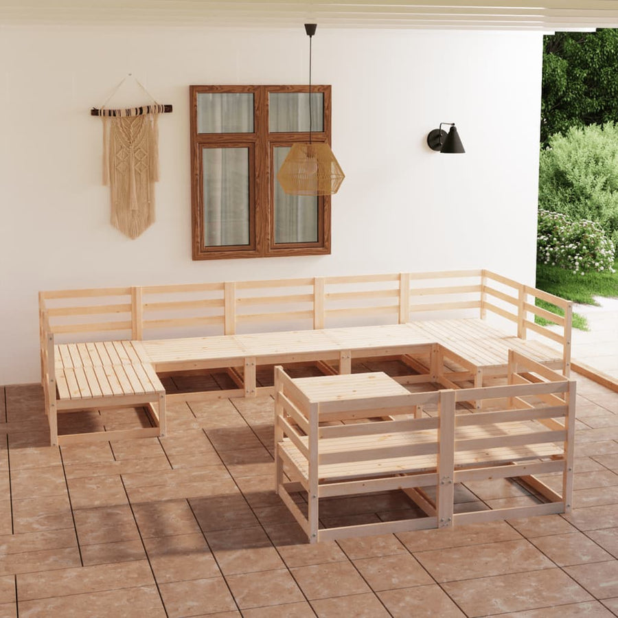 10-tlg. Garten-Lounge-Set Massivholz Kiefer Stilecasa