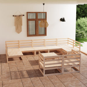 10-tlg. Garten-Lounge-Set Massivholz Kiefer