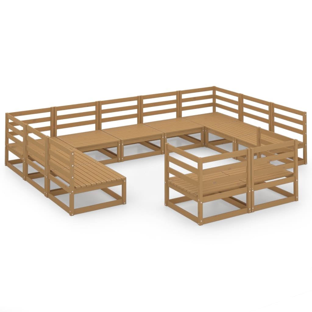 vidaXL 11-tlg. Garten-Lounge-Set Massivholz Kiefer