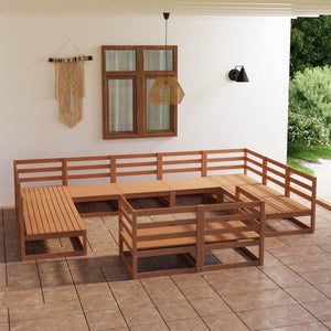 vidaXL 11-tlg. Garten-Lounge-Set Massivholz Kiefer