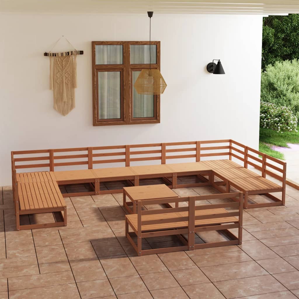 vidaXL 13-tlg. Garten-Lounge-Set Massivholz Kiefer