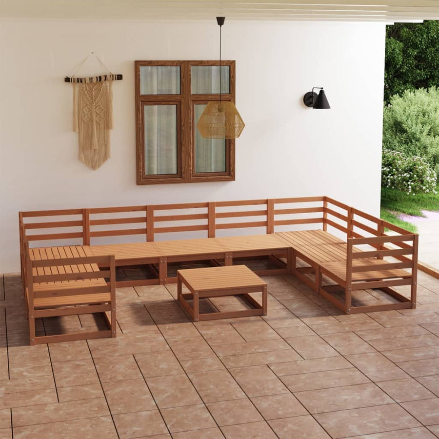 10-tlg. Garten-Lounge-Set Massivholz Kiefer Stilecasa