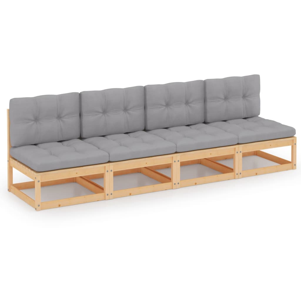 vidaXL 4-Sitzer-Gartensofa mit Kissen Kiefer Massivholz