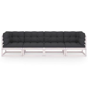 vidaXL 4-Sitzer-Gartensofa mit Kissen Kiefer Massivholz