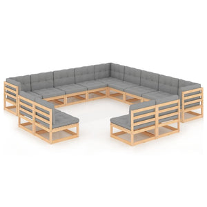 vidaXL 13-tlg. Garten-Lounge-Set mit Kissen Massivholz Kiefer